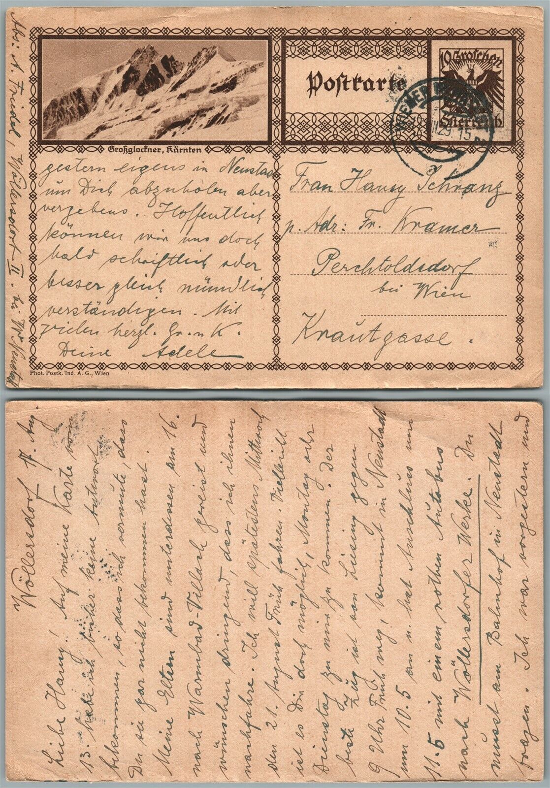 GROSSGLOCKNER MOUNTAIN KARNTEN AUSTRIA ANTIQUE POSTCARD
