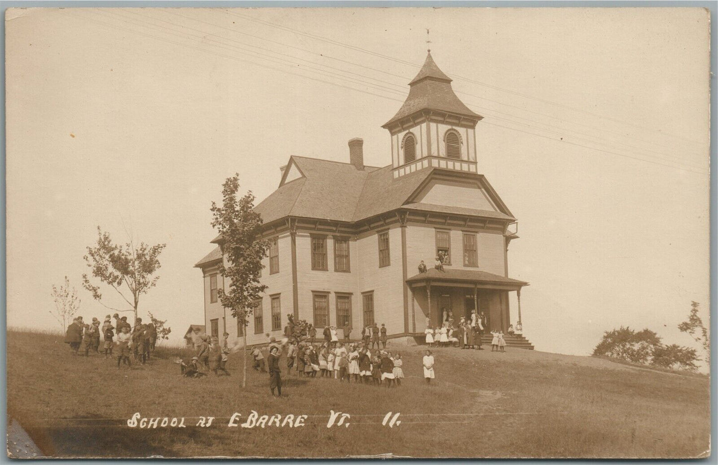 EAST BARRE VT SCHOOL ANTIQUE REAL PHOTO POSTCARD RPPC