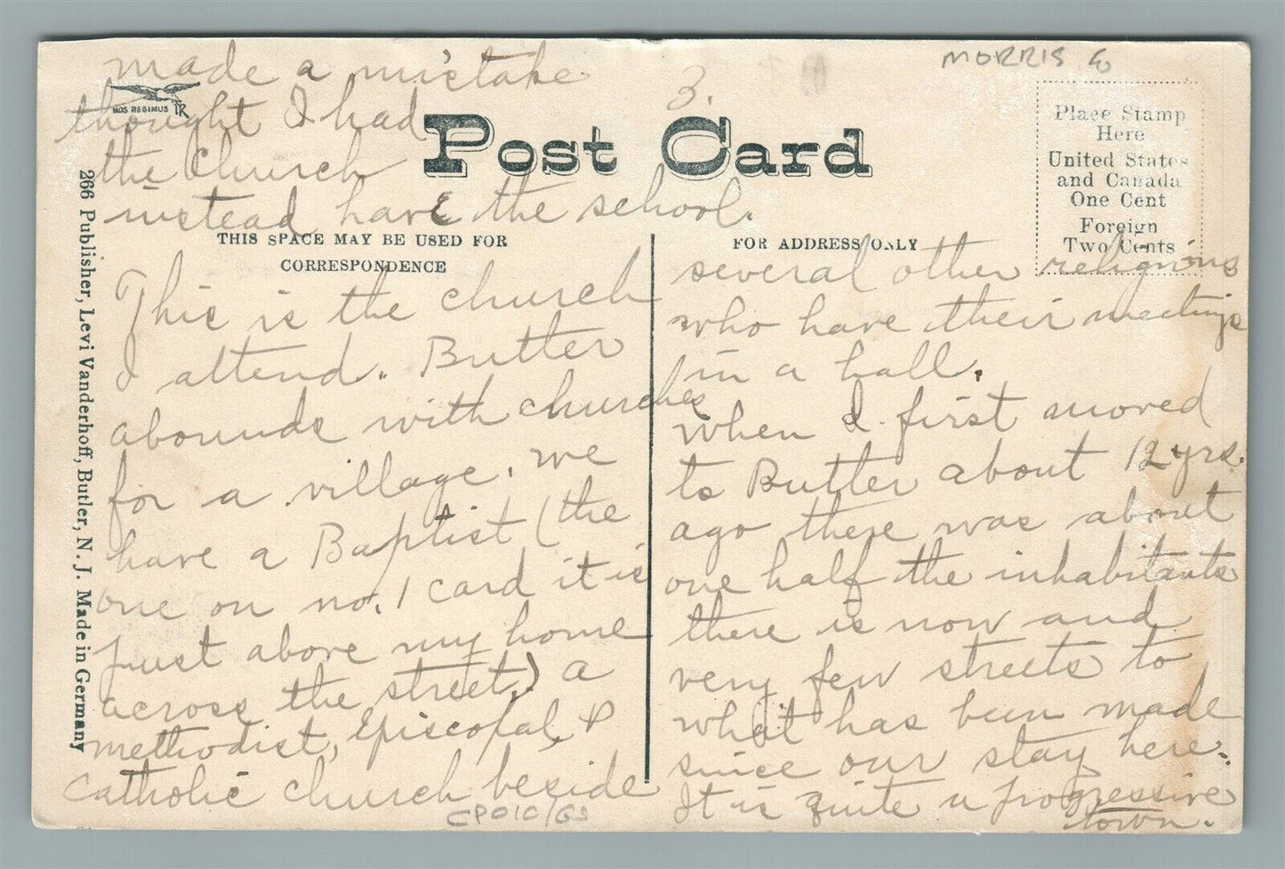 BUTLER NJ PUBLIC SCHOOL ANTIQUE POSTCARD