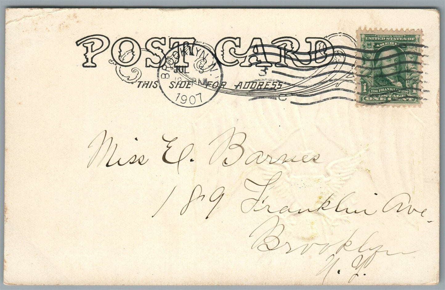 AMERICAN FLAGS & EAGLE PATRIOTIC ANTIQUE POSTCARD