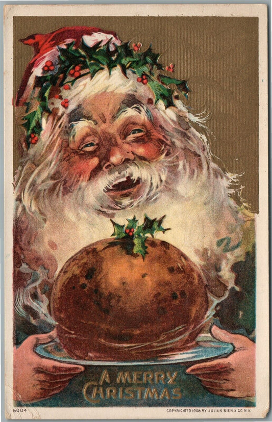 SANTA CHRISTMAS EMBOSSED ANTIQUE POSTCARD by JULIUS BIEN