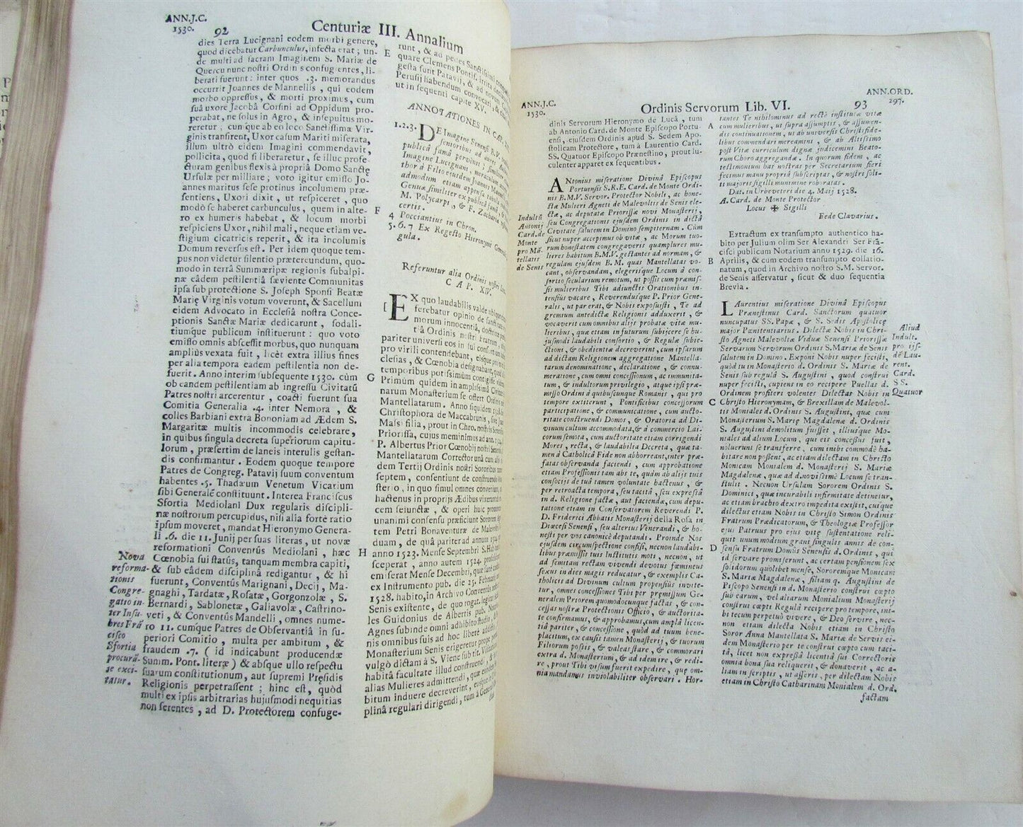 1721 ANTIQUE VELLUM BOUND FOLIO - ORDER OF SERVANTS OF VIRGIN MARY ANNALS