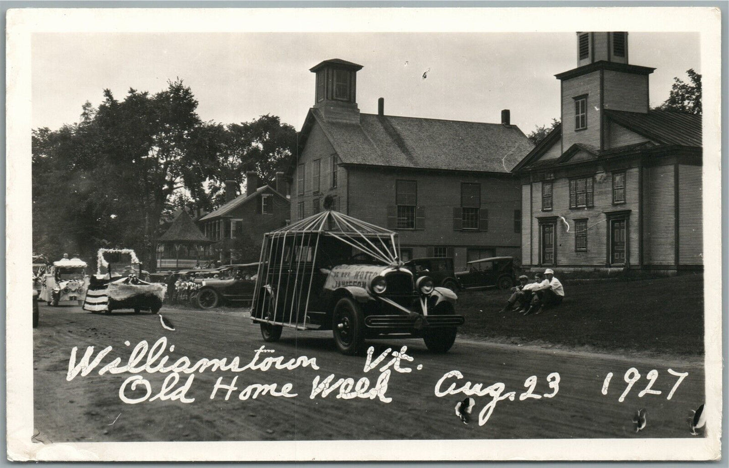 WILLIAMSTOWN VT 1927 HOME WEEK DECORATED CAR ANTIQUE REAL PHOTO POSTCARD RPPC