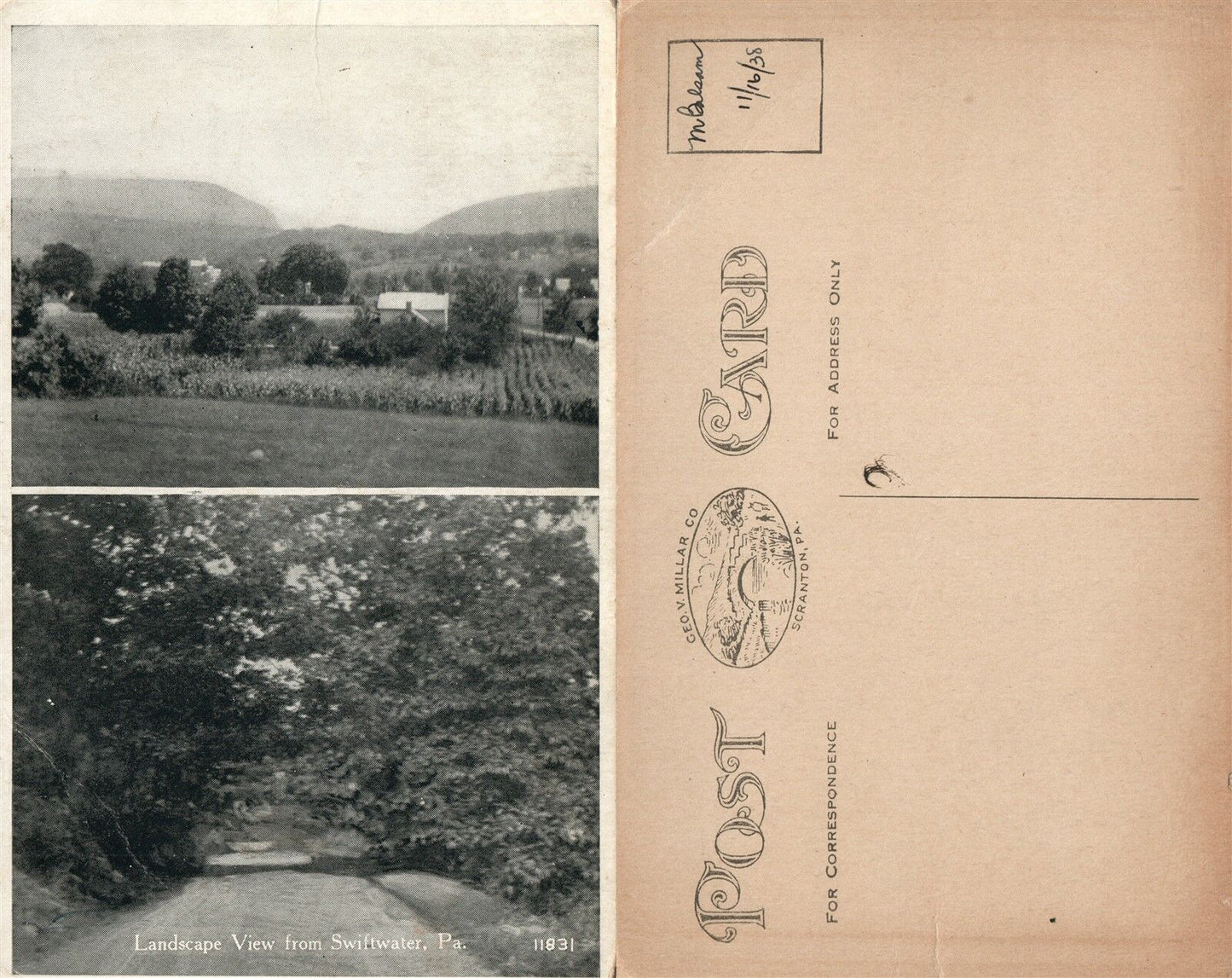 SWIFTWATER PA ANTIQUE POSTCARD