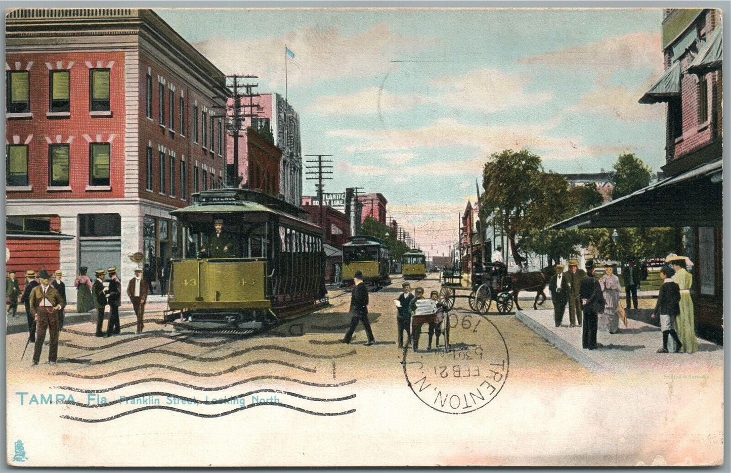 TAMPA FL FRANKLIN STREET ANTIQUE POSTCARD