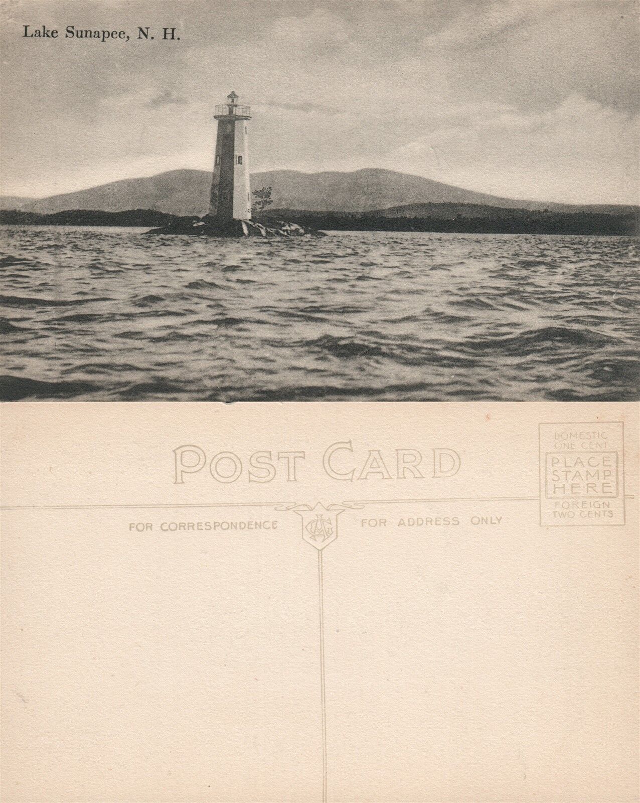 LAKE SUNAPEE N.H. LIGHTHOUSE ANTIQUE POSTCARD