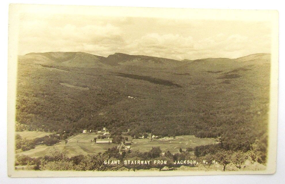 1928 RPPC VINTAGE REAL PHOTO POSTCARD GIANT STAIRWAY FROM JACKSON N.H.