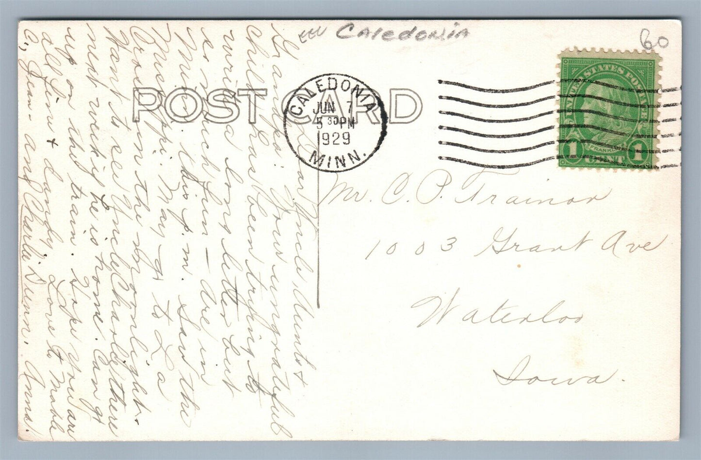 CALEDONIA MN KINGSTON STREET ANTIQUE REAL PHOTO POSTCARD RPPC