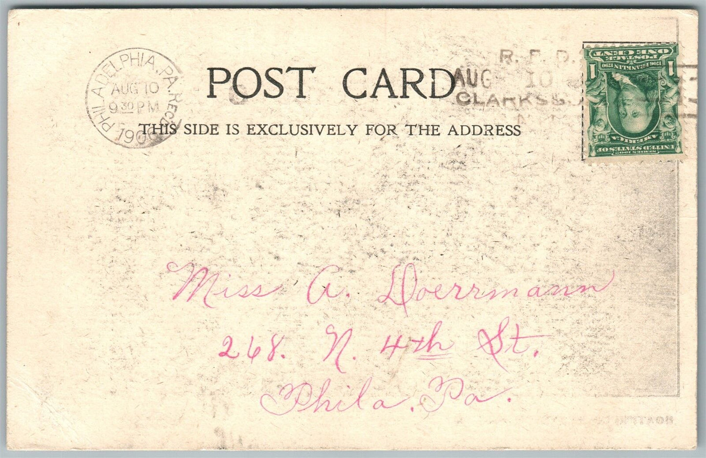 ALCYON LAKE NJ BOATING 1906 UNDIVIDED ANTIQUE POSTCARD