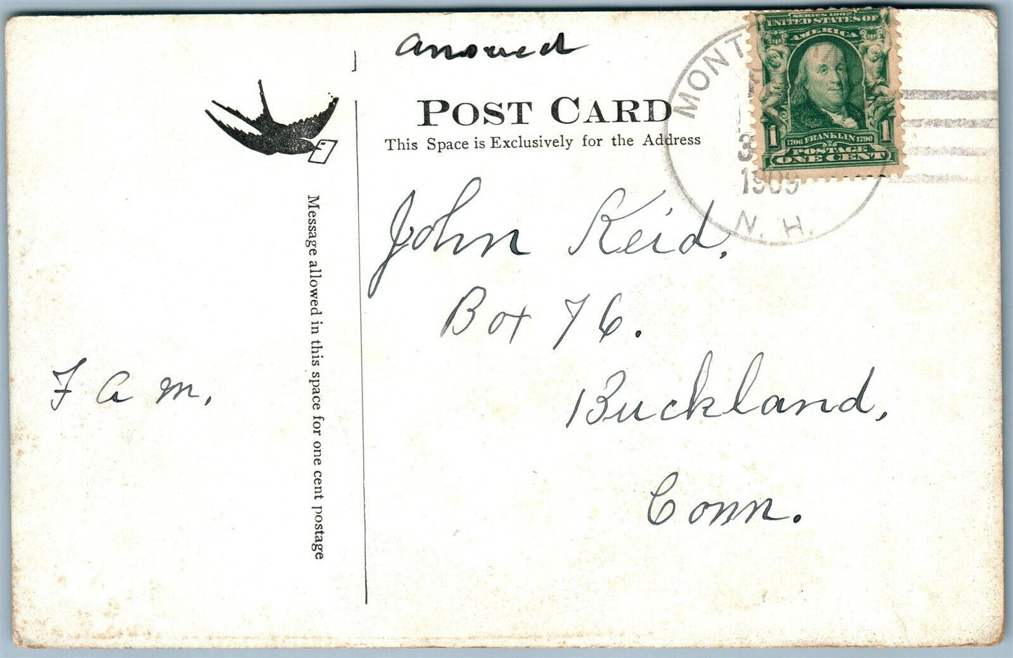 AMHERST NH THE COMMON ANTIQUE POSTCARD