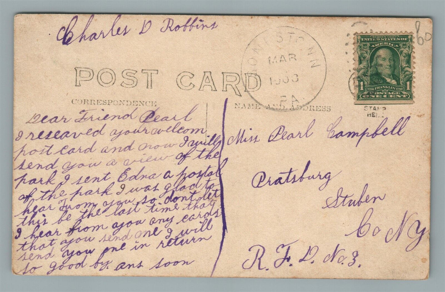 WASHINGTONVILLE PA BILLMEYER PARK ANTIQUE REAL PHOTO POSTCARD RPPC