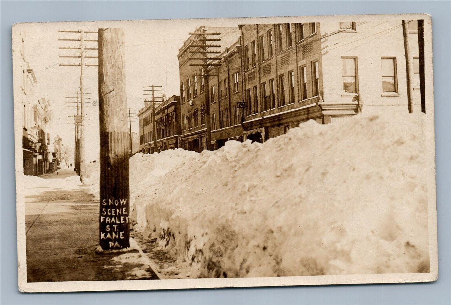 KANE PA FRALEY STREET SNOW SCENE ANTIQUE REAL PHOTO POSTCARD RPPC
