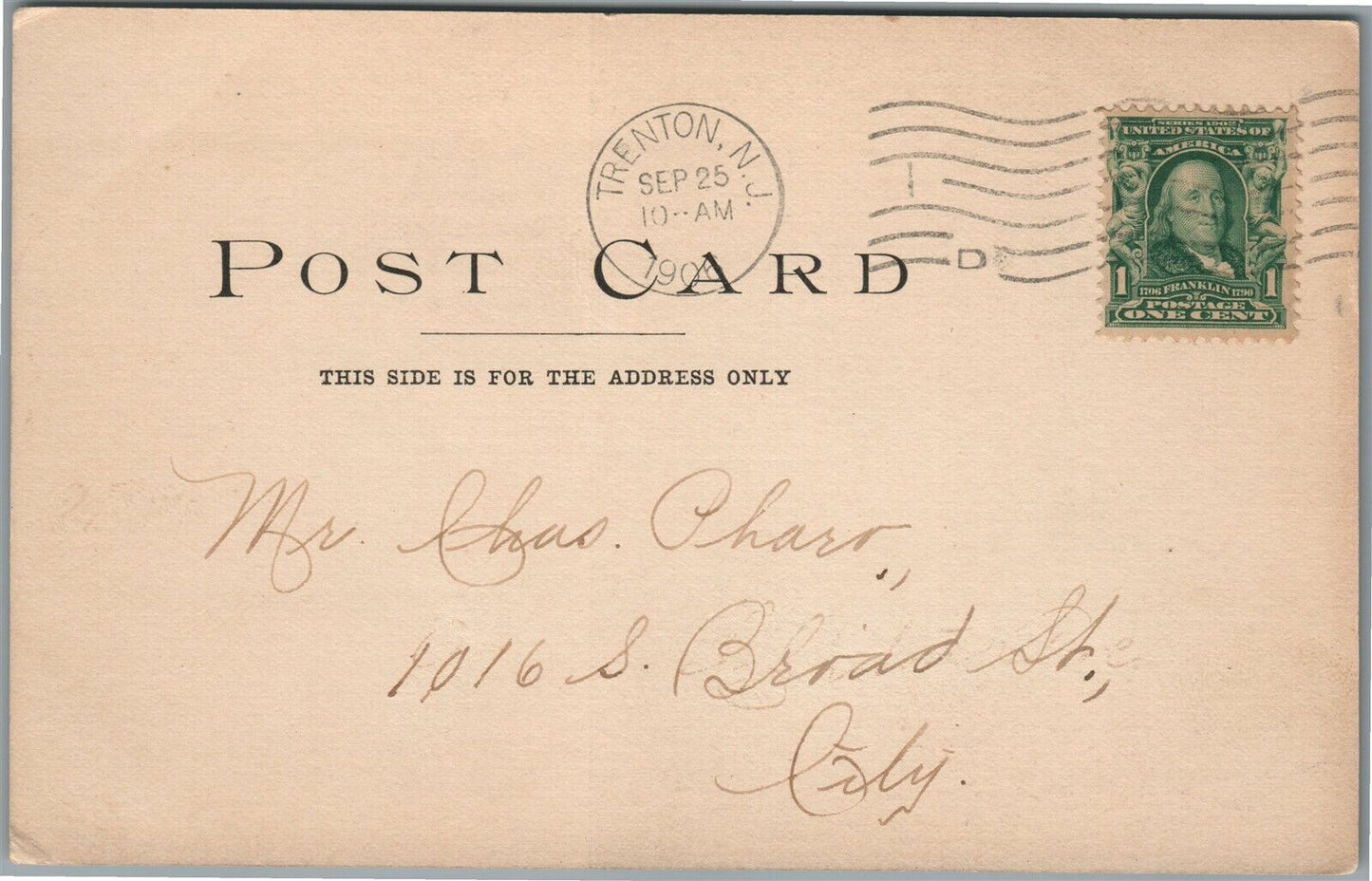 TRENTON NJ FIRST BAPTIST CHURCH ANTIQUE POSTCARD