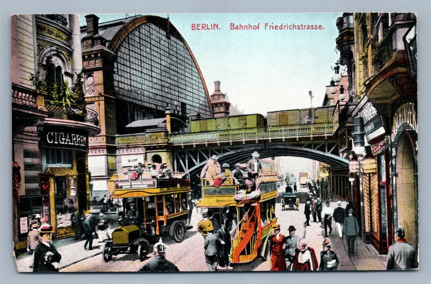 BERLIN GERMANY BAHNHOF FIEDRICHSTRASSE ANTIQUE POSTCARD RAILROAD STATION DEPOT