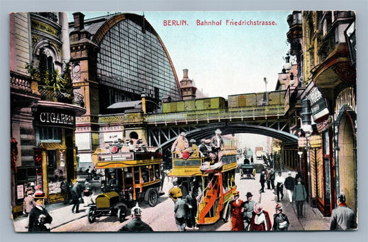 BERLIN GERMANY BAHNHOF FIEDRICHSTRASSE ANTIQUE POSTCARD RAILROAD STATION DEPOT