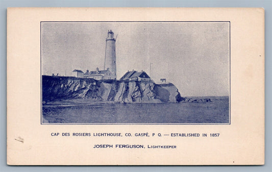 CASPE P.Q. CANADA CAP DES ROSIERS LIGHTHOUSE ANTIQUE POSTCARD