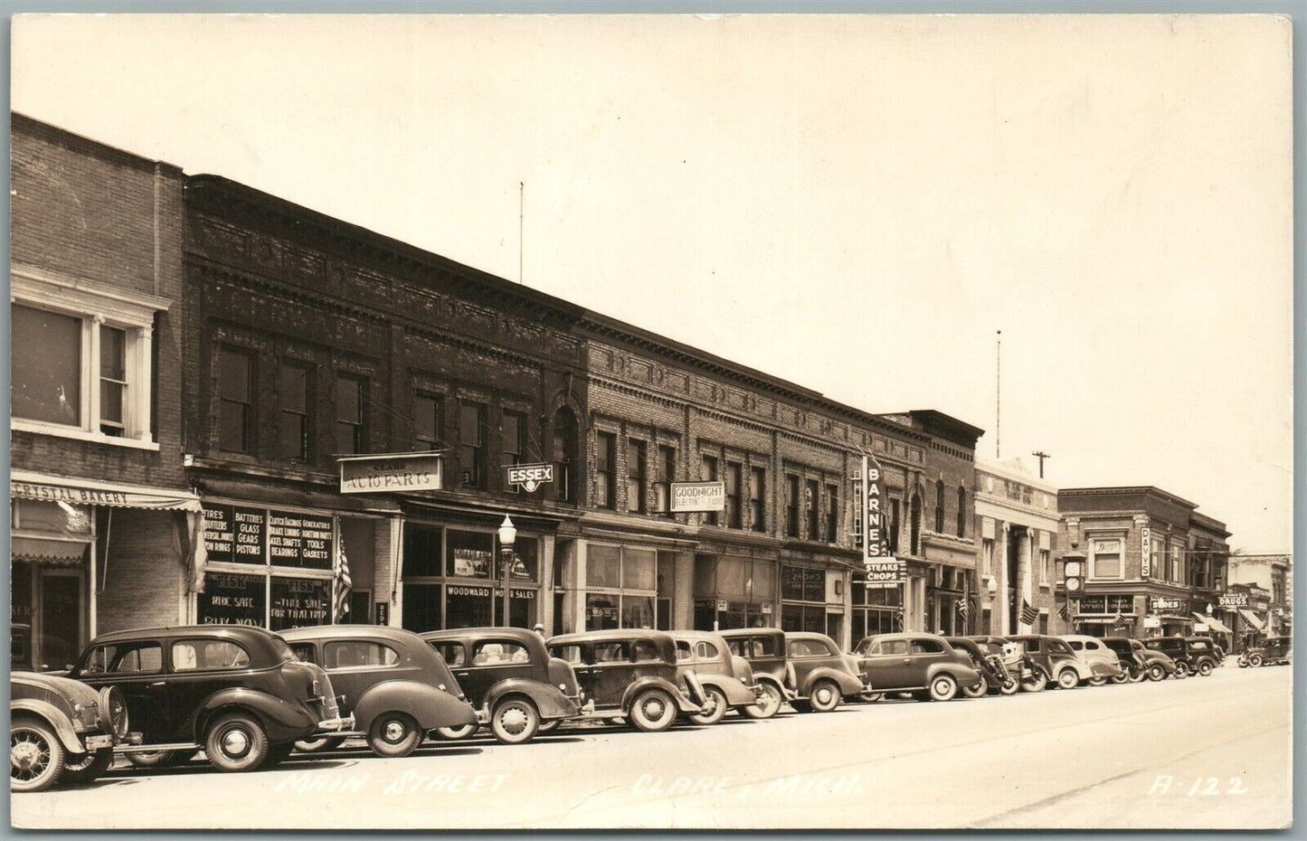 CLARE MI MAIN STREET ANTIQUE REAL PHOTO POSTCARD RPPC