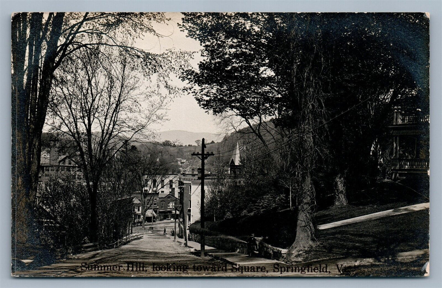 SPRINGFIELD VT SUMMER HILL ANTIQUE REAL PHOTO POSTCARD RPPC
