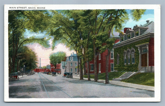 SACO ME MAIN STREET 1949 VINTAGE POSTCARD