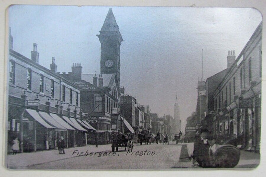 VINTAGE BRITISH POSTCARD FISHERGATE PRESTON STREET SCENE VIEW