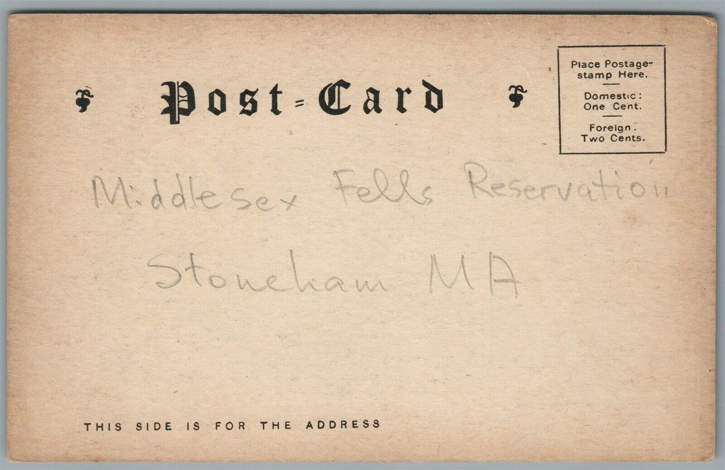 STONEHAM MA MIDDLESEX FELLS RESERVATION ANTIQUE POSTCARD