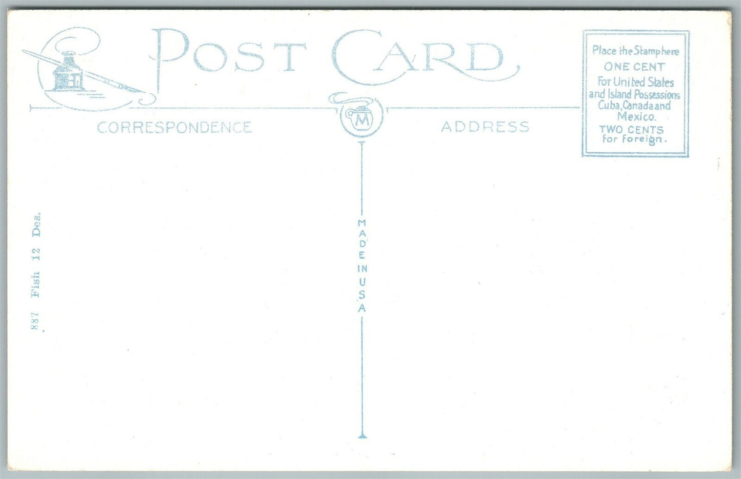 EXAGGERATED FISHING 1922 ANTIQUE POSTCARD ST.IGNACE MI