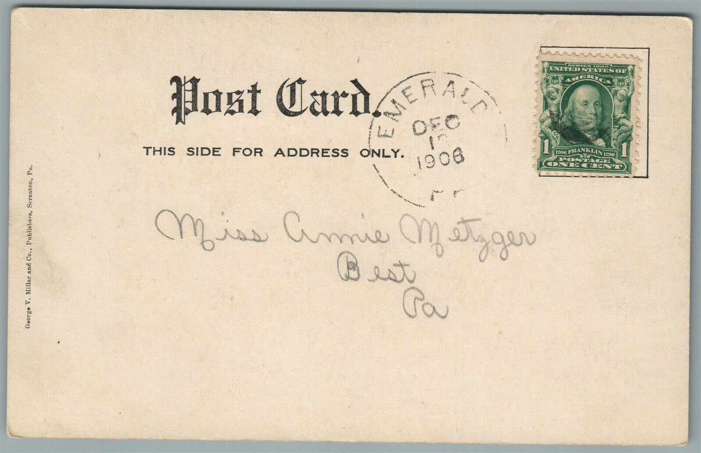 SLATINGTON PA SECOND STREET ANTIQUE POSTCARD