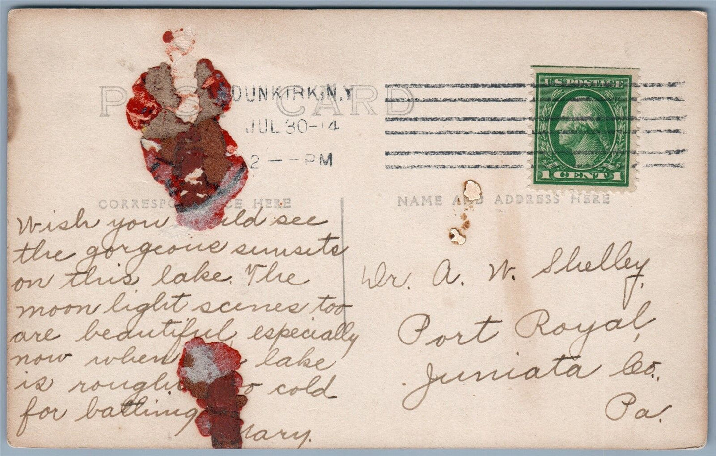 DUNKIRK NY COTTAGE 1914 ANTIQUE REAL PHOTO POSTCARD RPPC