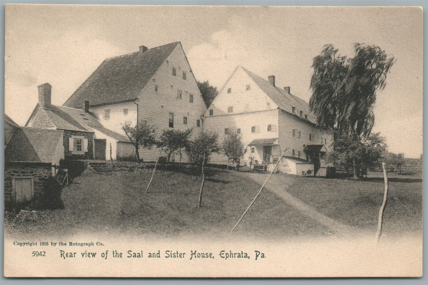 EPHRATA PA SAAL & SISTER HOUSE ANTIQUE POSTCARD