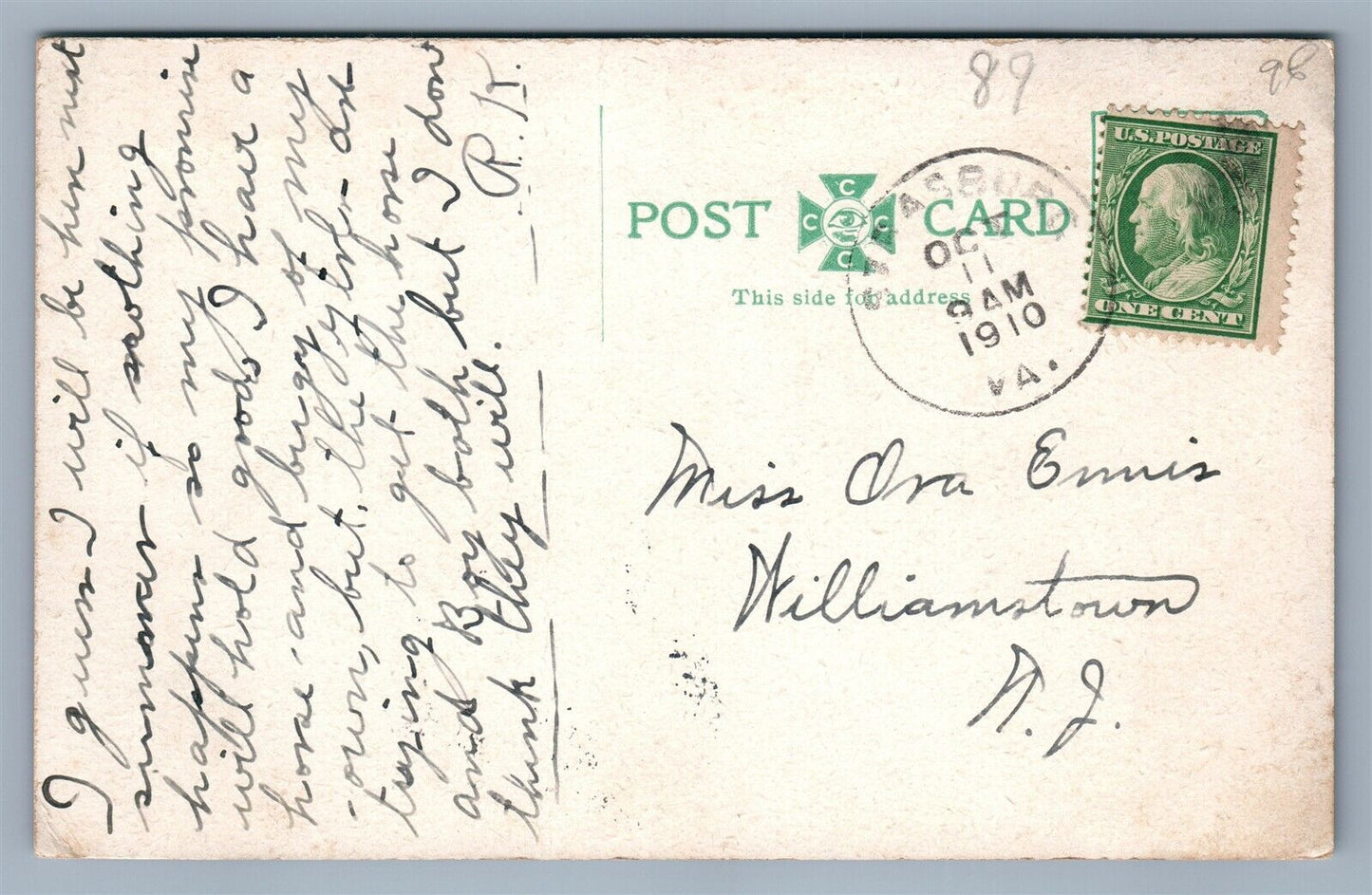 SOUTH STRASBURG VA ME CHURCH ANTIQUE POSTCARD