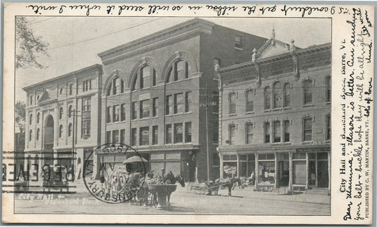 BARRE VT CITY HALL 1908 ANTIQUE POSTCARD