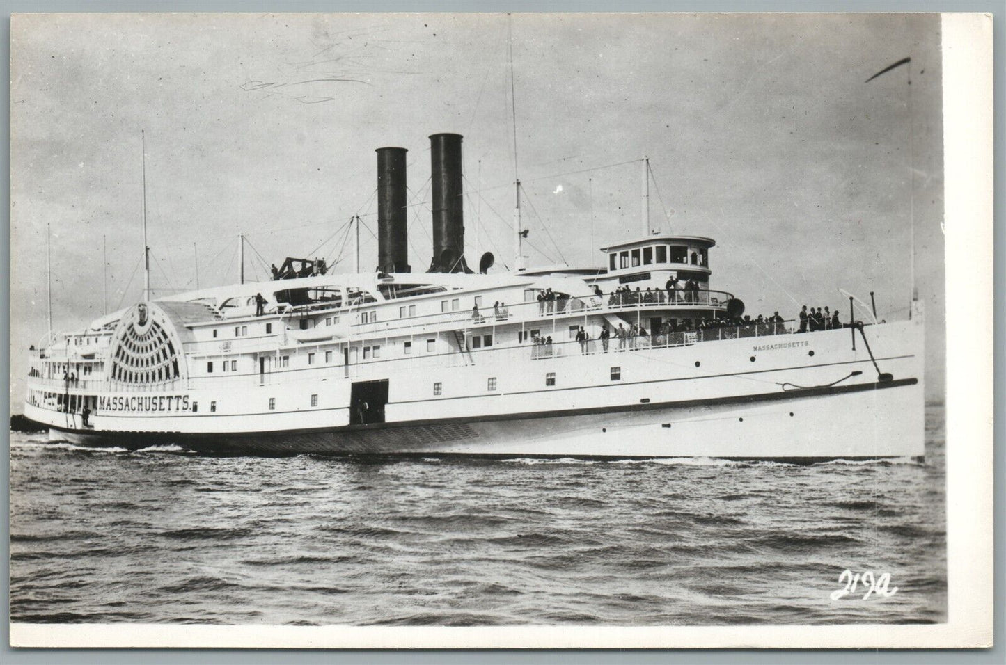 STEAMSHIP MASSACHUSETTS VINTAGE REAL PHOTO POSTCARD RPPC