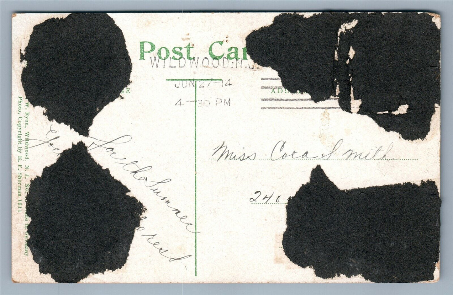 WILDWOOD NJ FOUNTAIN PARK ANTIQUE POSTCARD