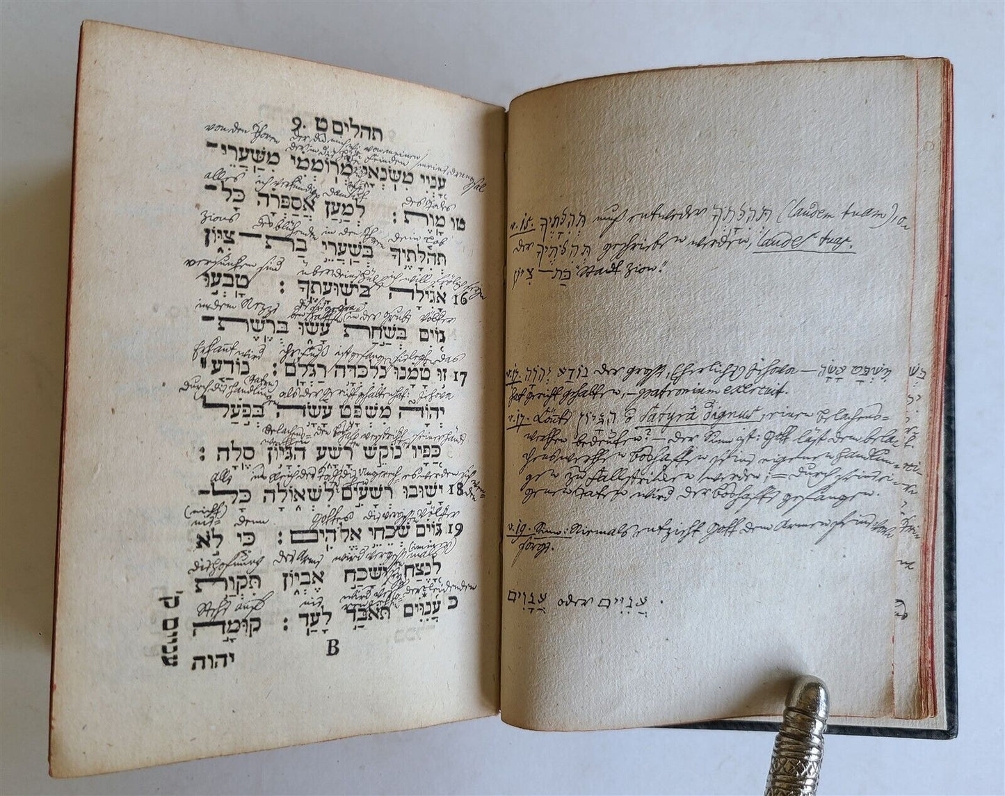 1738 PSALTERIUM in HEBREW Sepher Tehilim ANTIQUE Judaica PSALM BOOK Bible