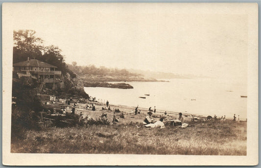 CAPE COTTAGE ME BEACH SCENE ANTIQUE REAL PHOTO POSTCARD RPPC