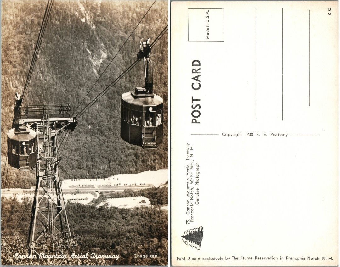 CANNON MT AERIAL TRAMWAY FRANCONIA NOTCH N.H. RPPC ANTIQUE REAL PHOTO POSTCARD