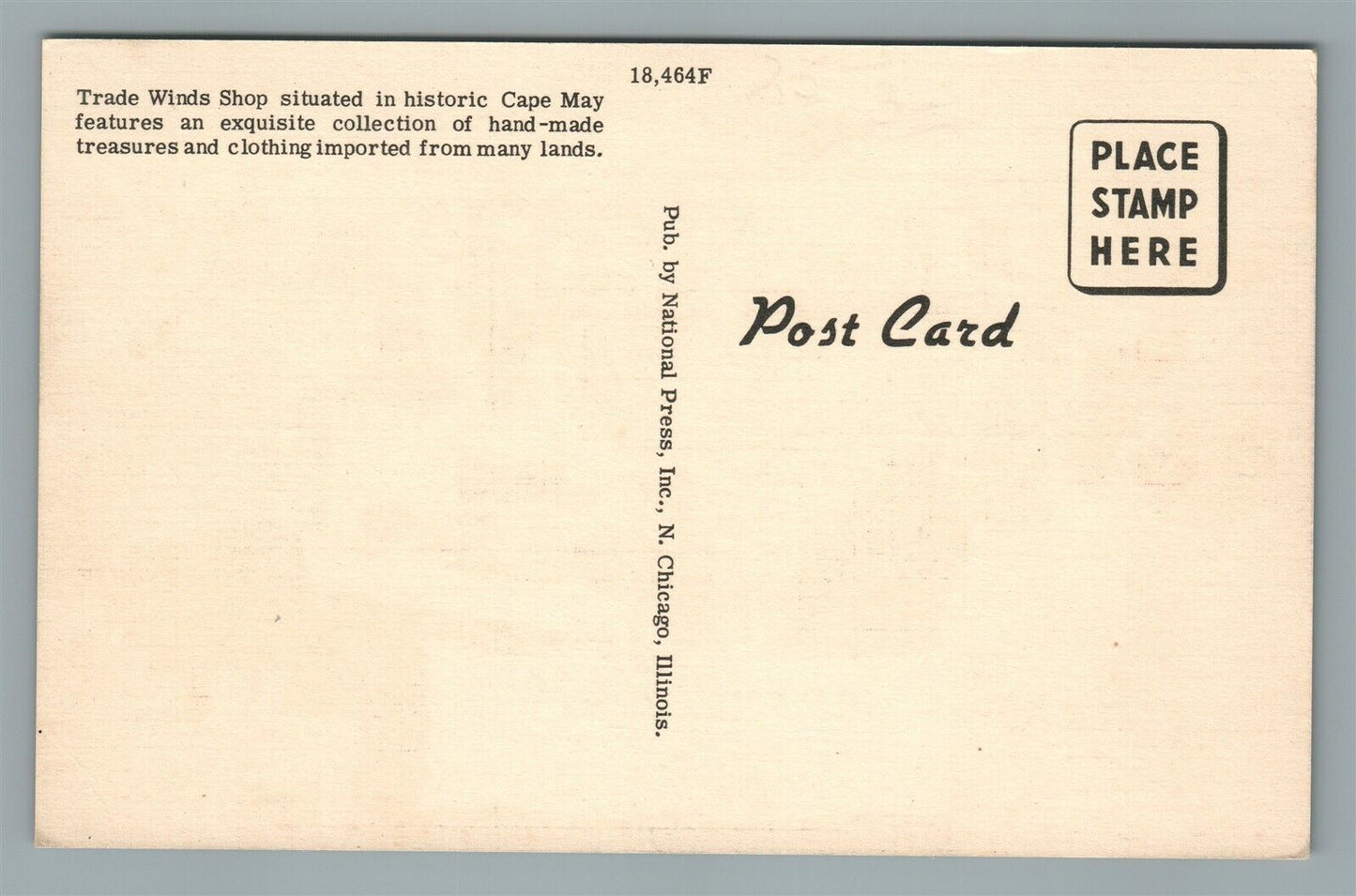 CAPE MAY NJ TRADE WINDS SHOP VINTAGE POSTCARD