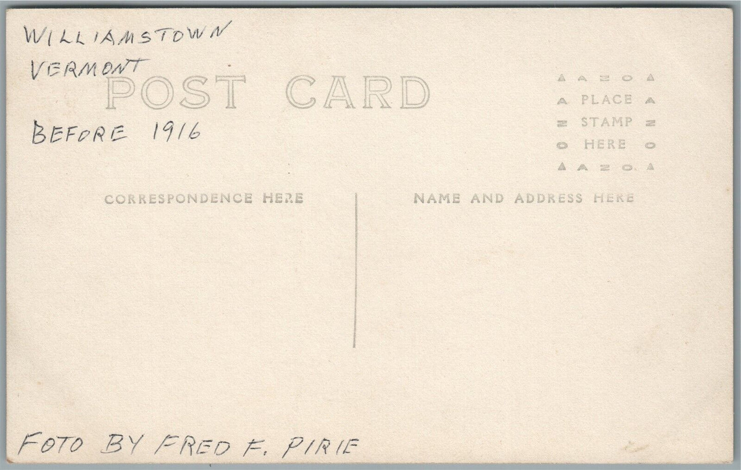 WILLIAMSTOWN VT BASEBALL GAME ANTIQUE REAL PHOTO POSTCARD RPPC