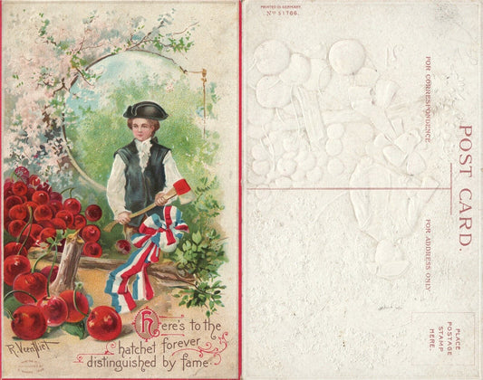 PATRIOTIC ANTIQUE EMBOSSED POSTCARD WASHINGTON'S BIRTHDAY