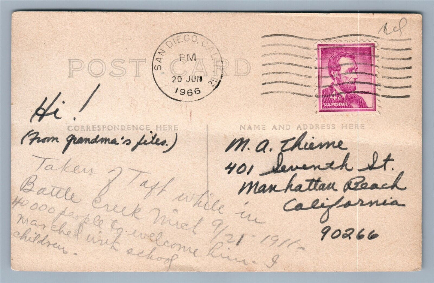 PRESIDENT TAFT ANTIQUE REAL PHOTO POSTCARD RPPC