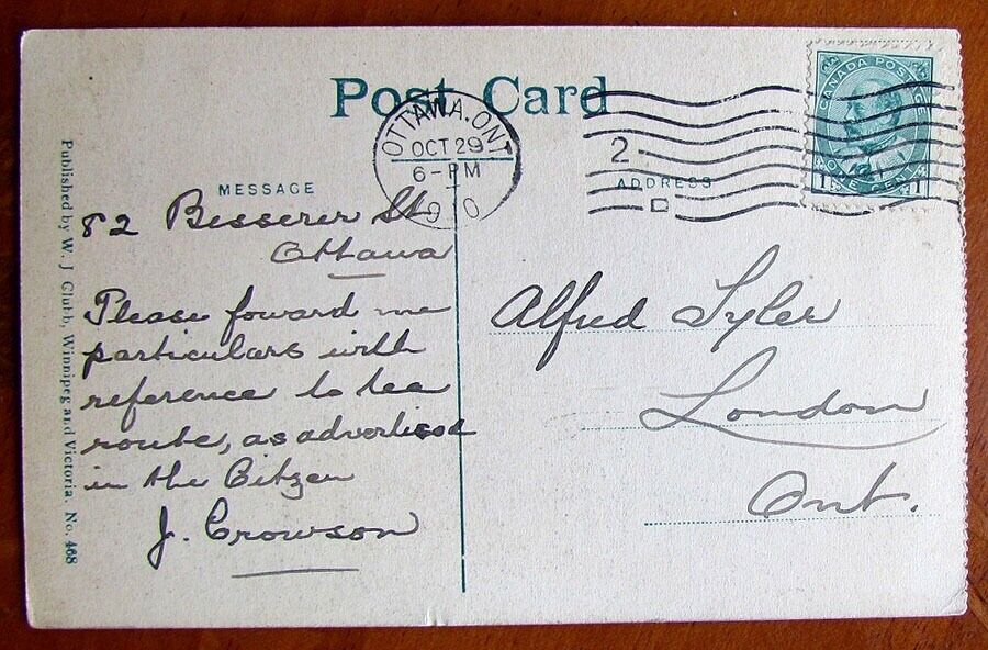 VINTAGE 1910 POSTCARD RALPH CONNOR'S CHURCH WINNIPEG MAN. CANADA