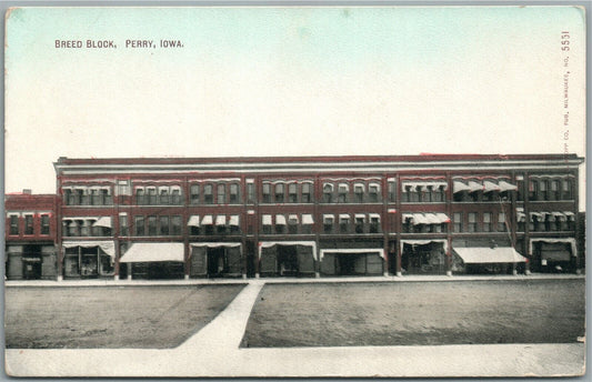 PERRY IA BREED BLOCK ANTIQUE POSTCARD