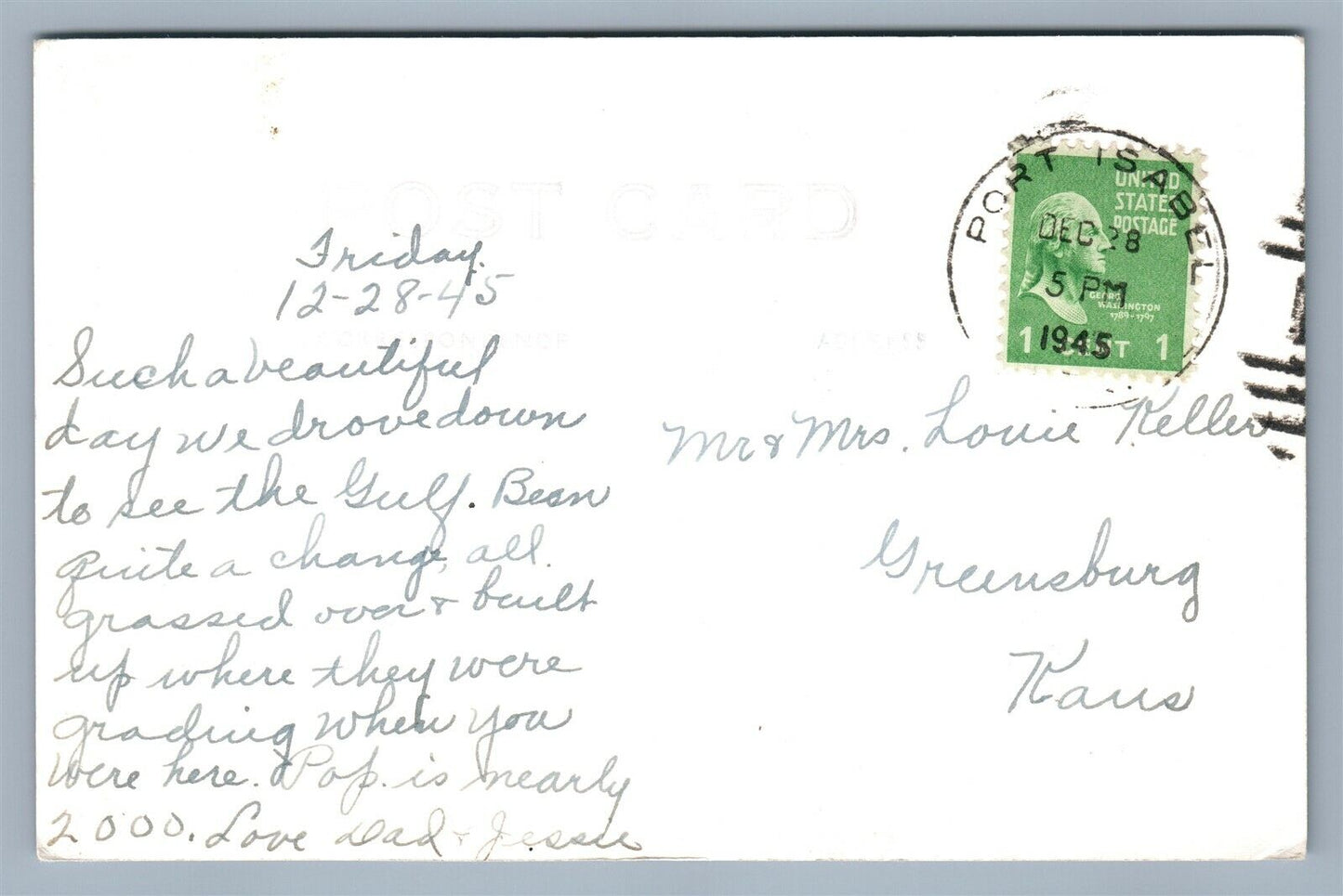 PORT ISABEL TX LIGHT HOUSE 1945 VINTAGE REAL PHOTO POSTCARD RPPC