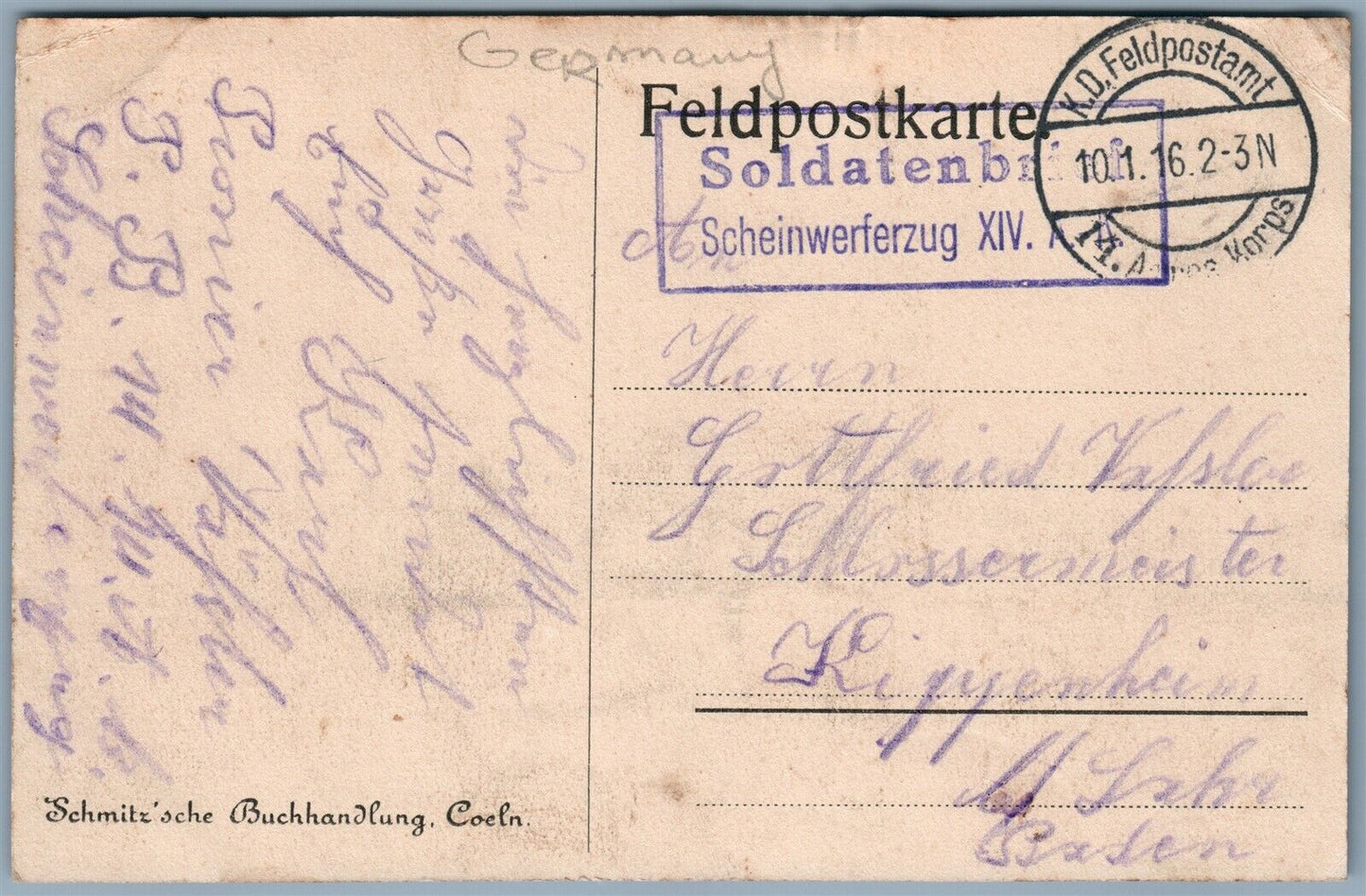 VOUZIERS TOTALANSICHT GERMANY SOLDATENBRIEF FELDPOST ANTIQUE UNDIVIDED POSTCARD