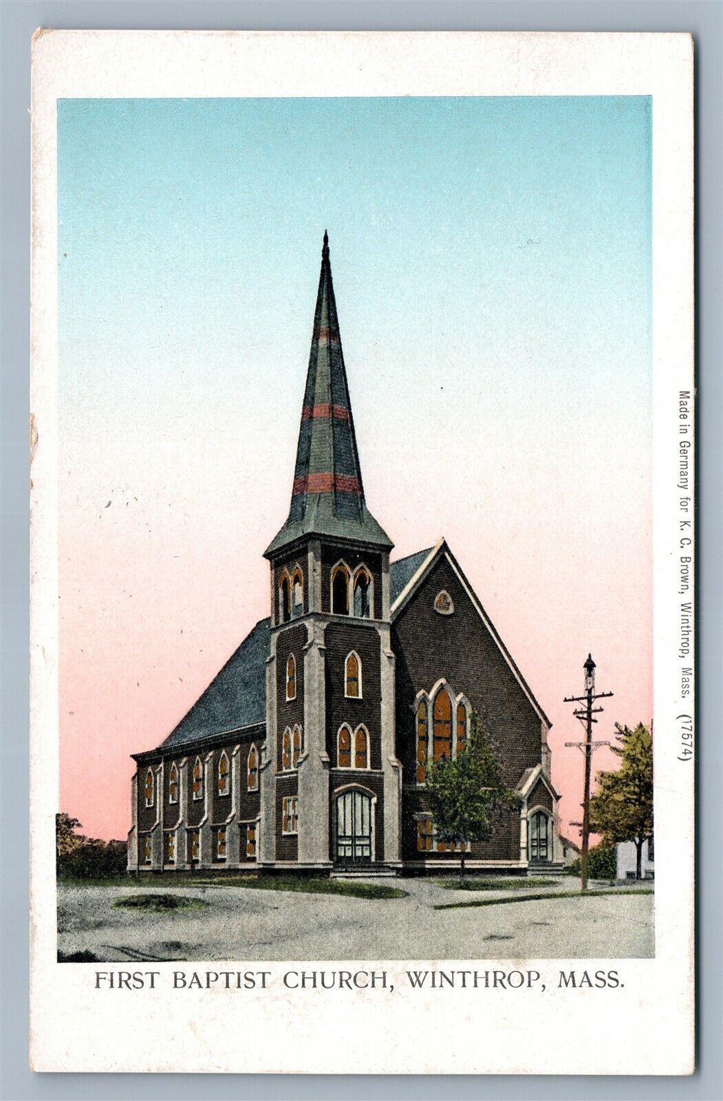 WINTHROP MA FIRST BAPTIST CHURCH ANTIQUE POSTCARD