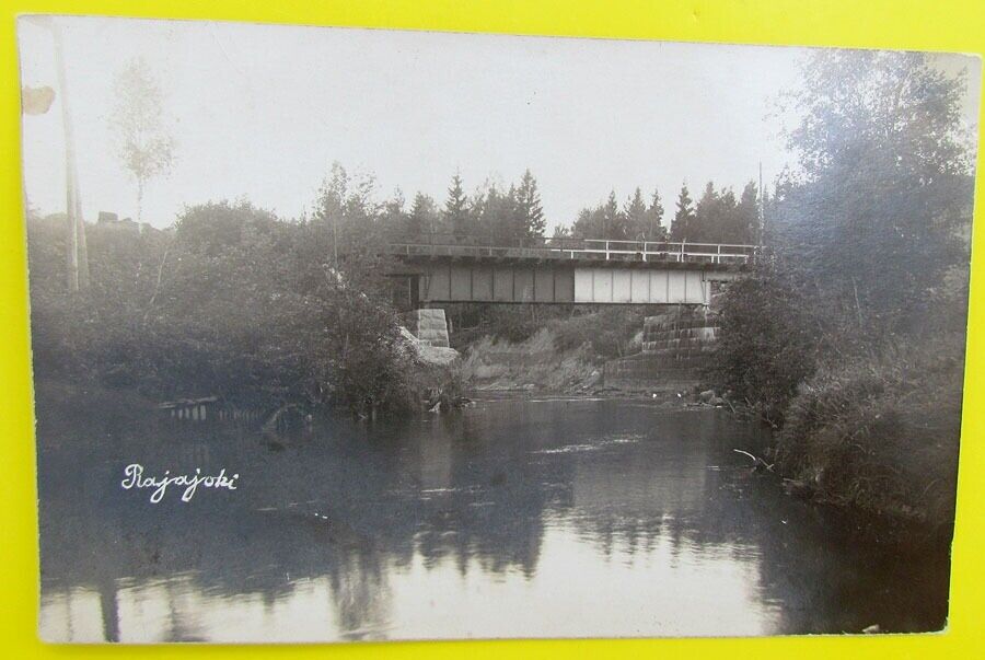 RPPC VINTAGE 1929 PHOTO POSTCARD RURAL BRIDGE in FINLAND w/ WRITINGS IN RUSSIAN