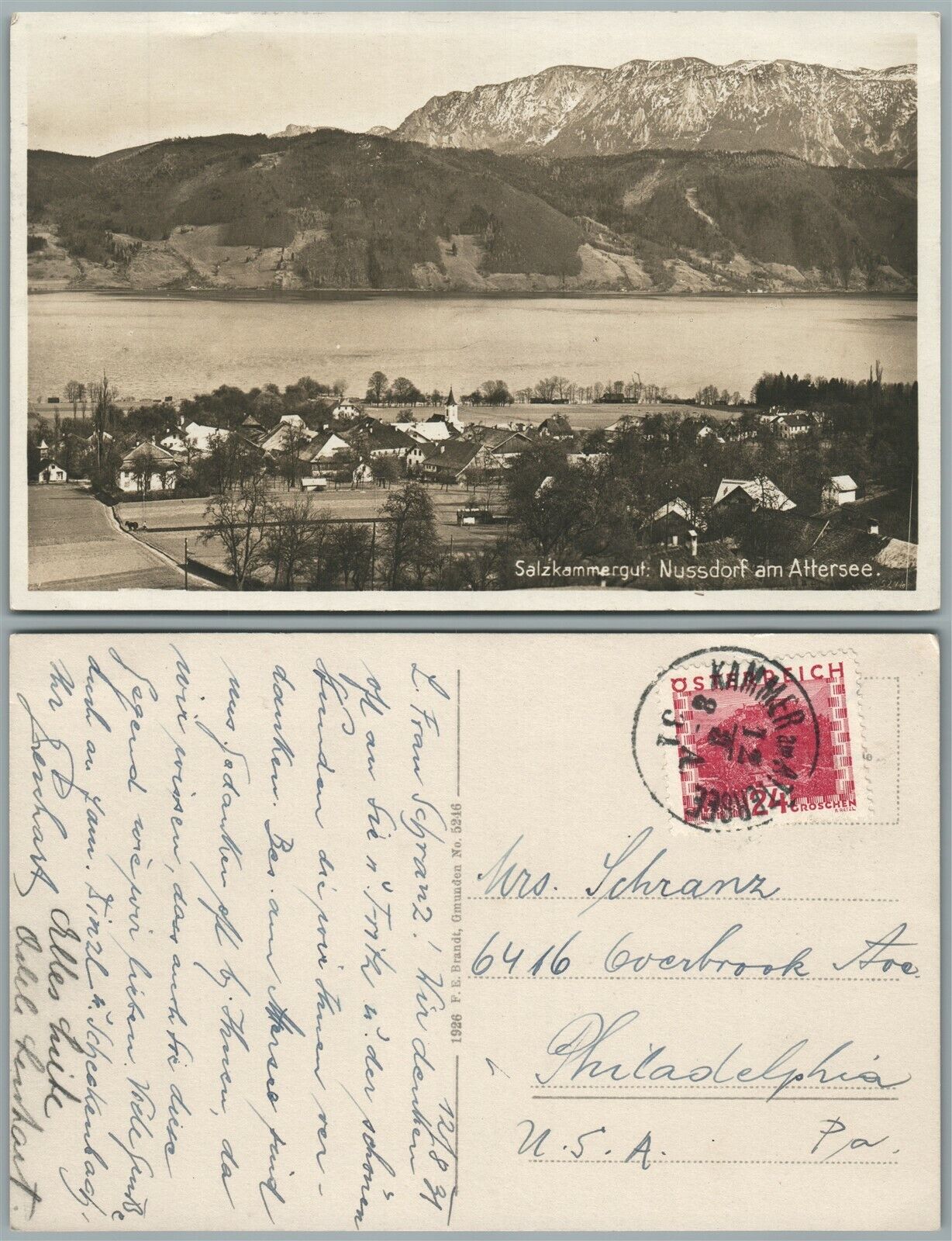 SALZKAMMERGUT NUSSDORF AM ATTERSEE AUSTRIA ANTIQUE REAL PHOTO RPPC w/ STAMP