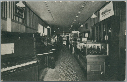 BELLOW FALLS VT MASON BROS. PIANO STORE ADVERTISING PRIVATE ANTIQUE POSTCARD