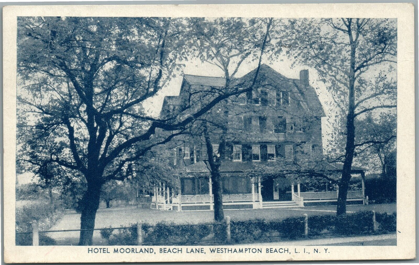 WESTHAMPTON BEACH LONG ISLAND NY HOTEL MOORLAND ANTIQUE POSTCARD