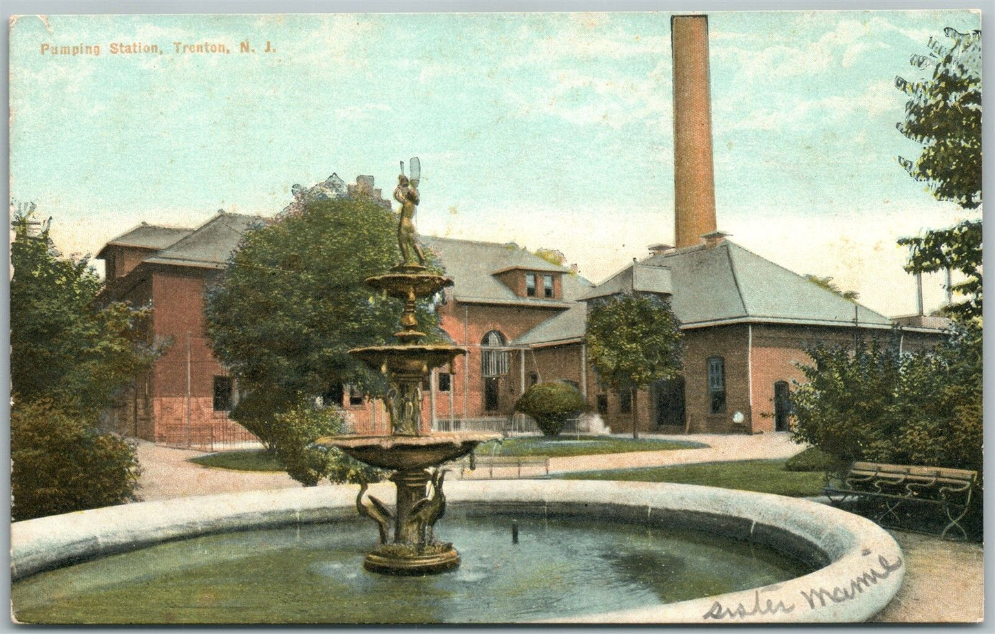 TRENTON NJ PUMPING STATION ANTIQUE POSTCARD